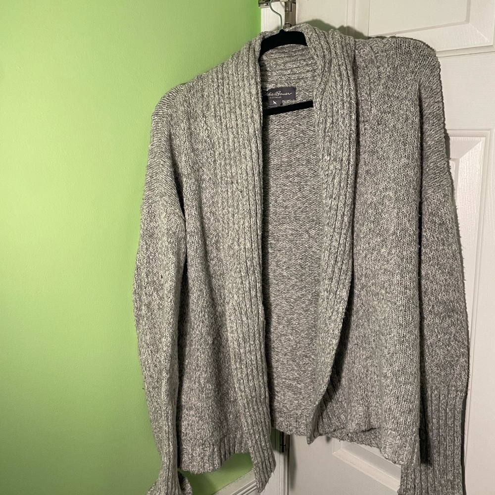 Eddie Bauer grey cardigan sweater